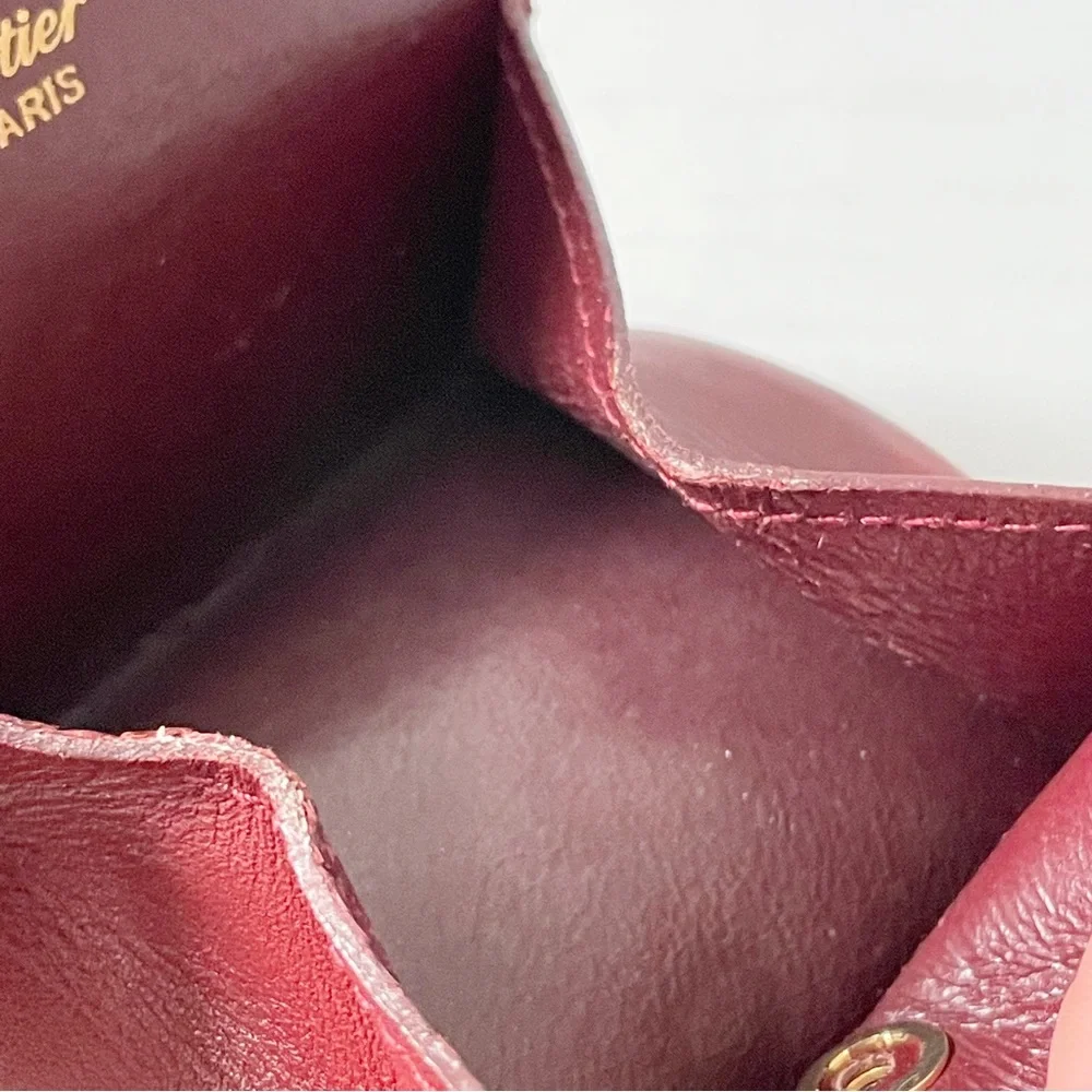 Cartier vintage burgundy leather coin snap pouch